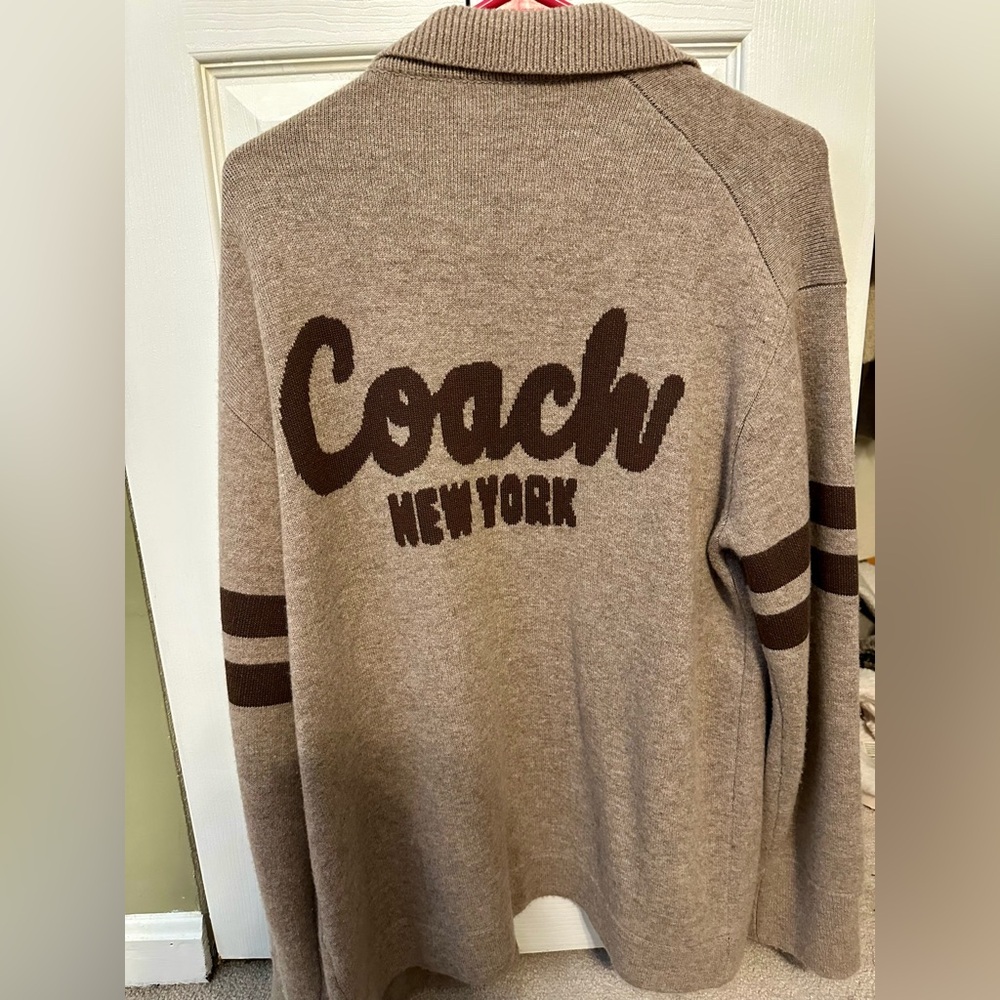 COACH Signature Script Cardigan- Oversized- Small - Picture 5 of 7